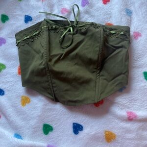 Elegant Olive Green Lace Crop Top